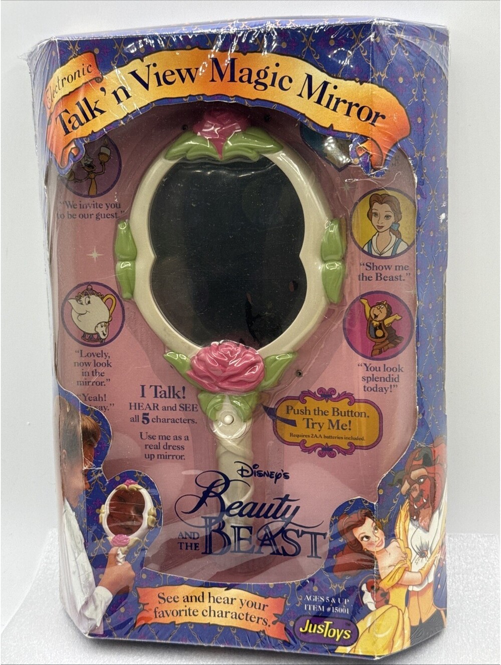 Beauty & The Beast Electronic Talk 'n View Magic Mirror JUSTOYS Vintage *READ*